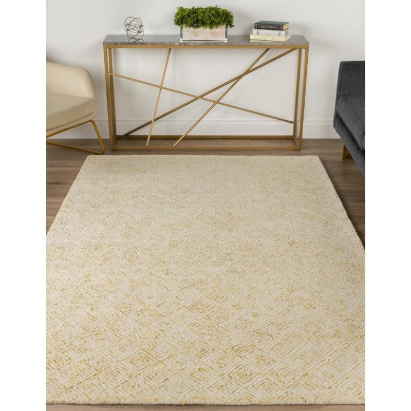 Timeless Textures Hand Tufted Wool Rug - Mustard & White media 3