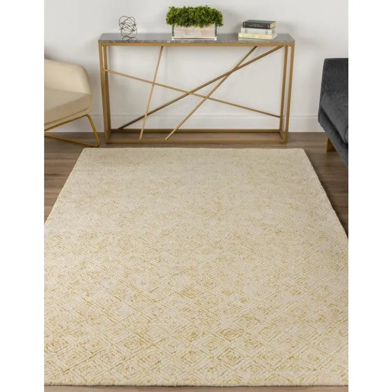 Timeless Textures Hand Tufted Wool Rug - Mustard & White media 3