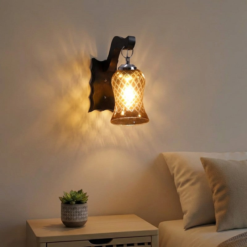Honey Glow Wavy Amber Glass Wall Lamp