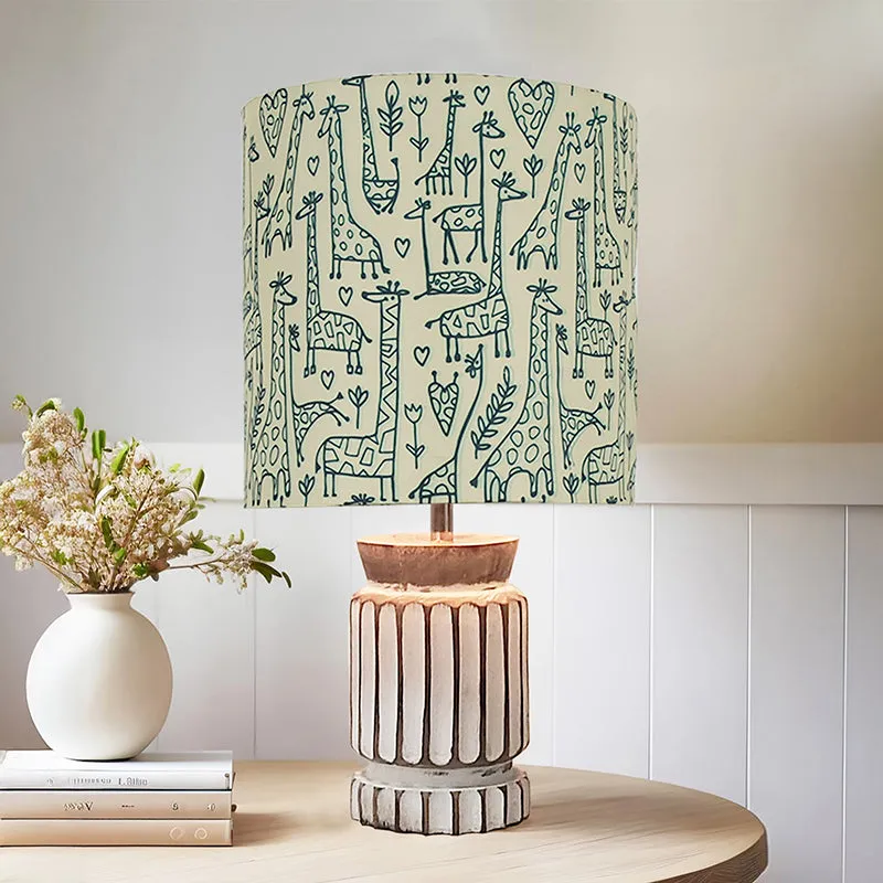 Doodled Savannah Carved Fabric Table Lamp - Ivory,Beige media 1