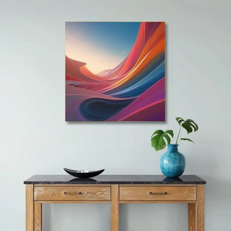 Chromatic Flow Canvas Wall Painting With Frame media 3