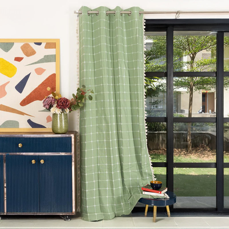 Urban Space Kanya Grid Curtain - Sage Green media 2