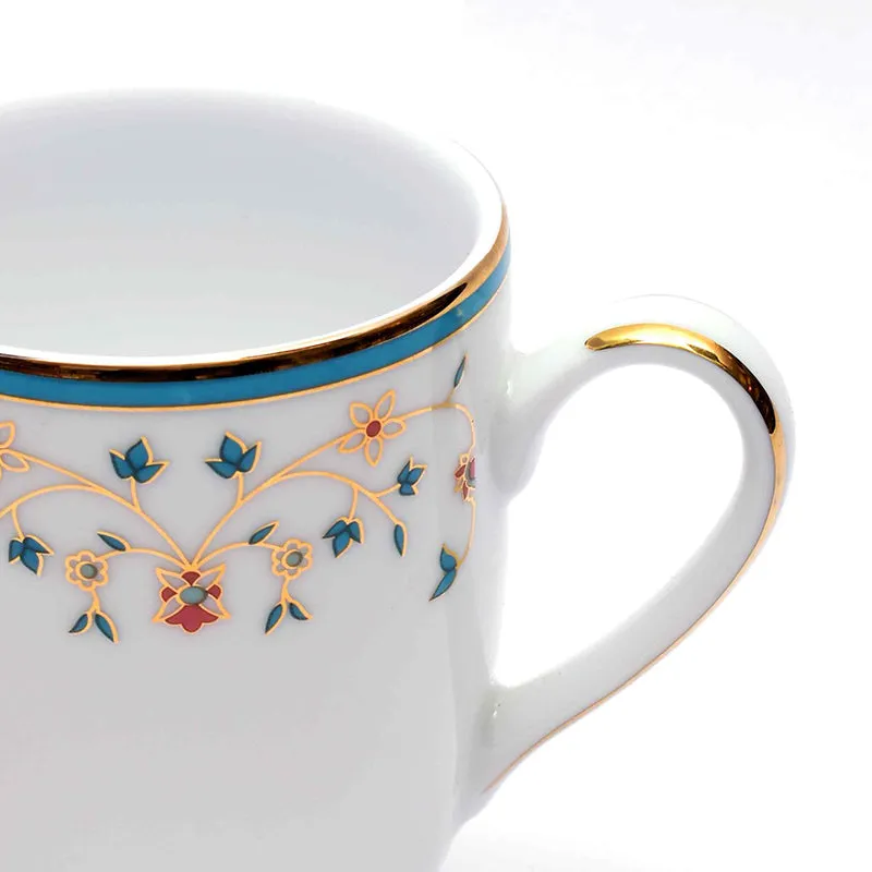 Gilded Mavi Coupe 24k Gold Brushed Porcelain Coffee Mug(280 mL Each) - Set Of Four media 7