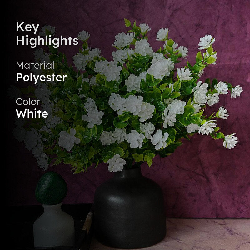 Faux Kalanchoe Flower Stick (White) - Set of Five media 2