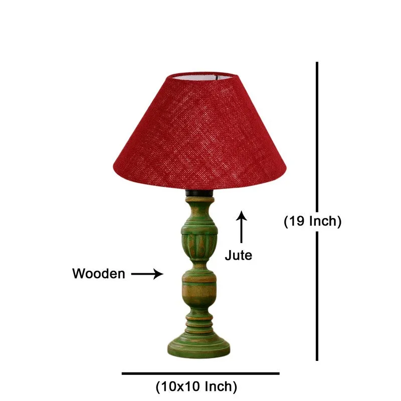 Arvello Aiven Wooden Table Lamp - Maroon media 8