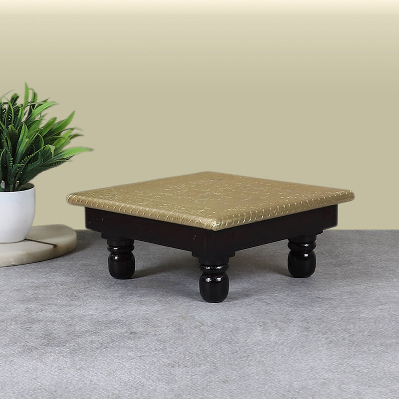 Zarokh Brass Finish Mango Wood & MDF Stool media 4