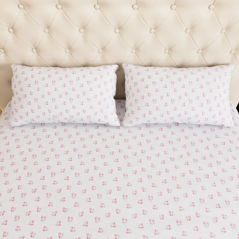 Blossomline Floral Cotton Bedsheet (Peach) - 180 TC media 5