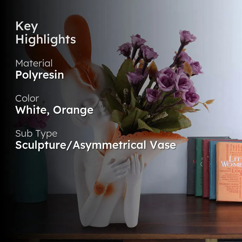 Thaisa Polyresin Vase - White & Orange media 2