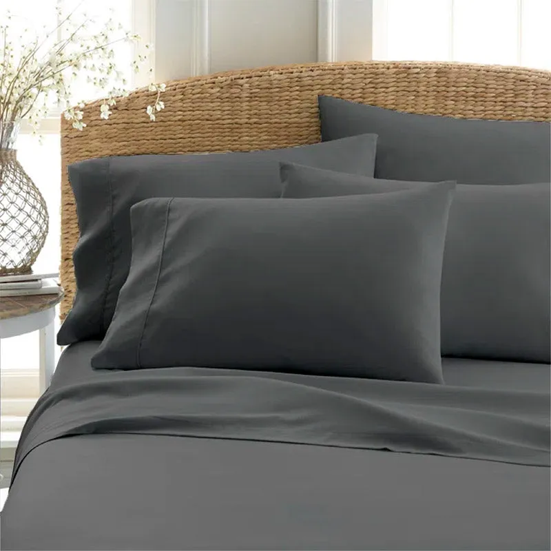 Sofia 100% Cotton Satin Weave Solid Bedsheet - Dark Grey - 400 TC media 1