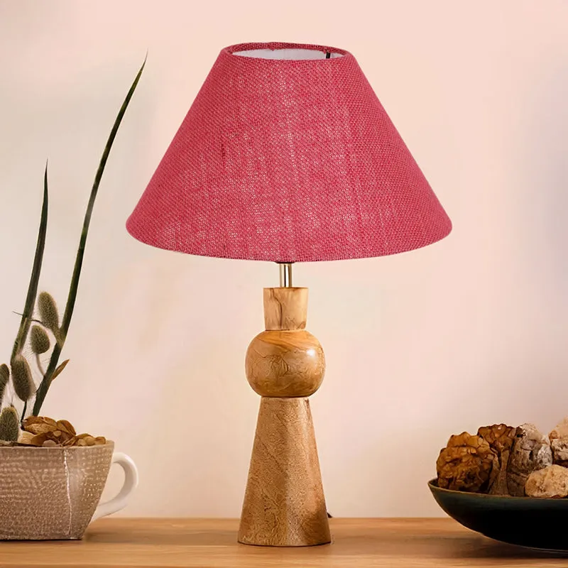 Angler Neo Jute Wooden Table Lamp - Pink,Brown media 2