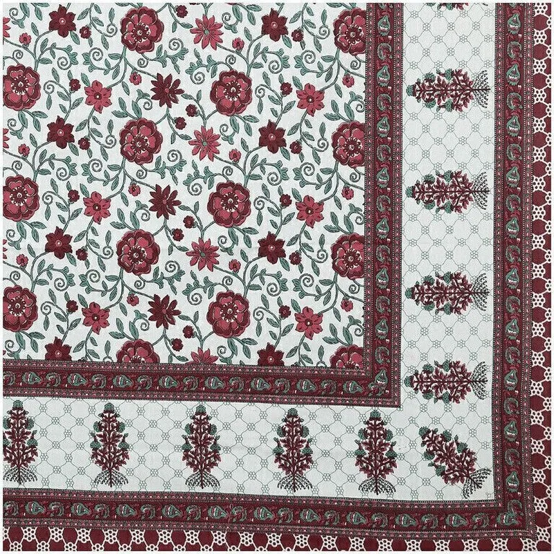 Petalet Cotton Bedsheet (Maroon,Off White) - 240 TC media 7