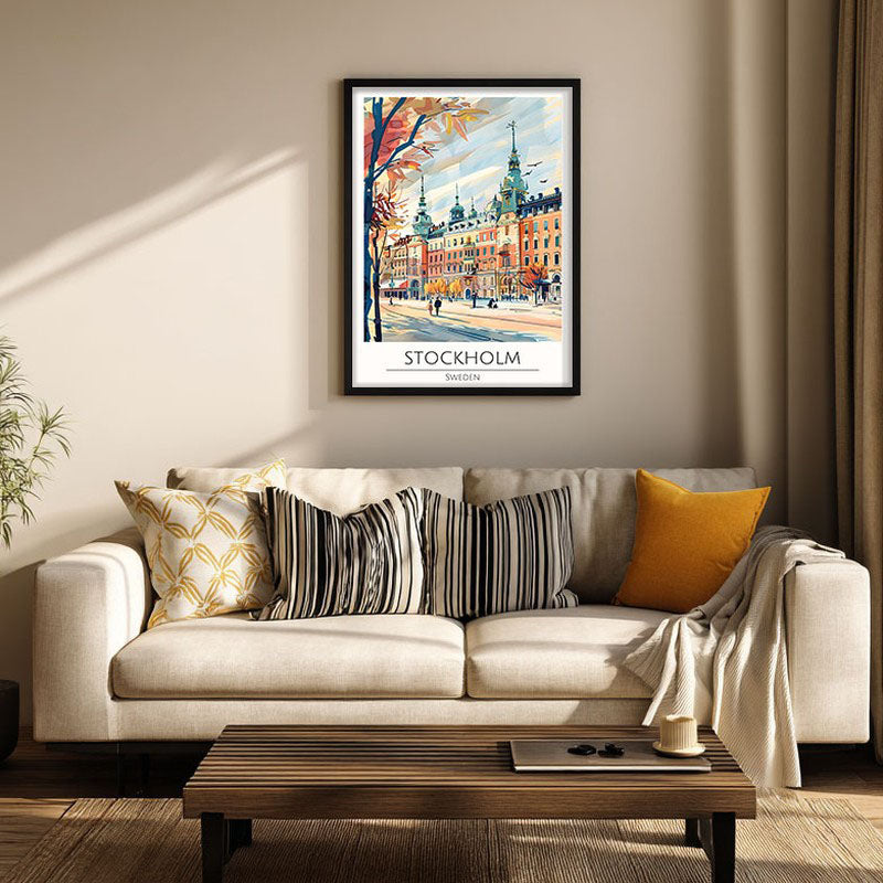 Vintage Stockholm Framed Canvas Wall Painting