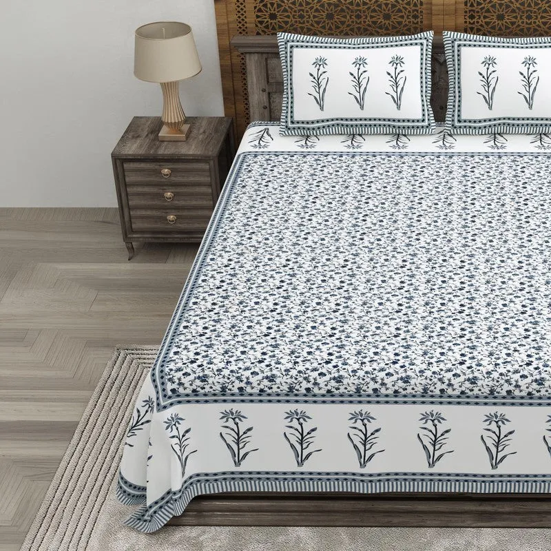 Vinea Cotton Bedsheet (Grey,White) - 240 TC media 3