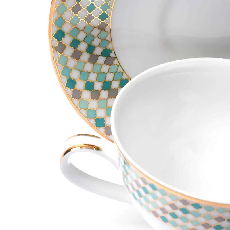 Christolite 24k Gold Brushed Porcelain Tea Cup & Saucer (280 mL) - Set of Six media 7