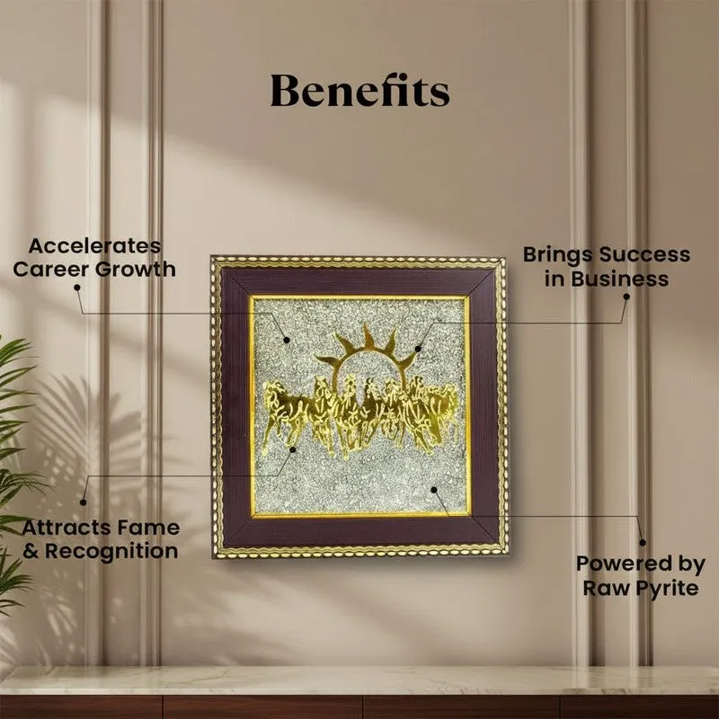 Divine Surya Dev Gold Embellished Pyrite Wall Art media 8