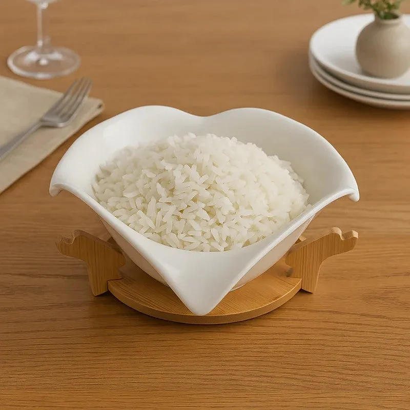 Lotus Grace Decorative Serving Bowl - White media 4