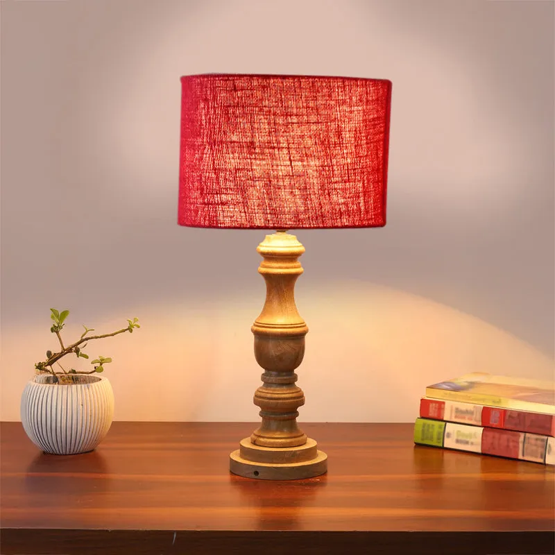 Sienna I Carve Wooden Table Lamp - Red,Brown media 2