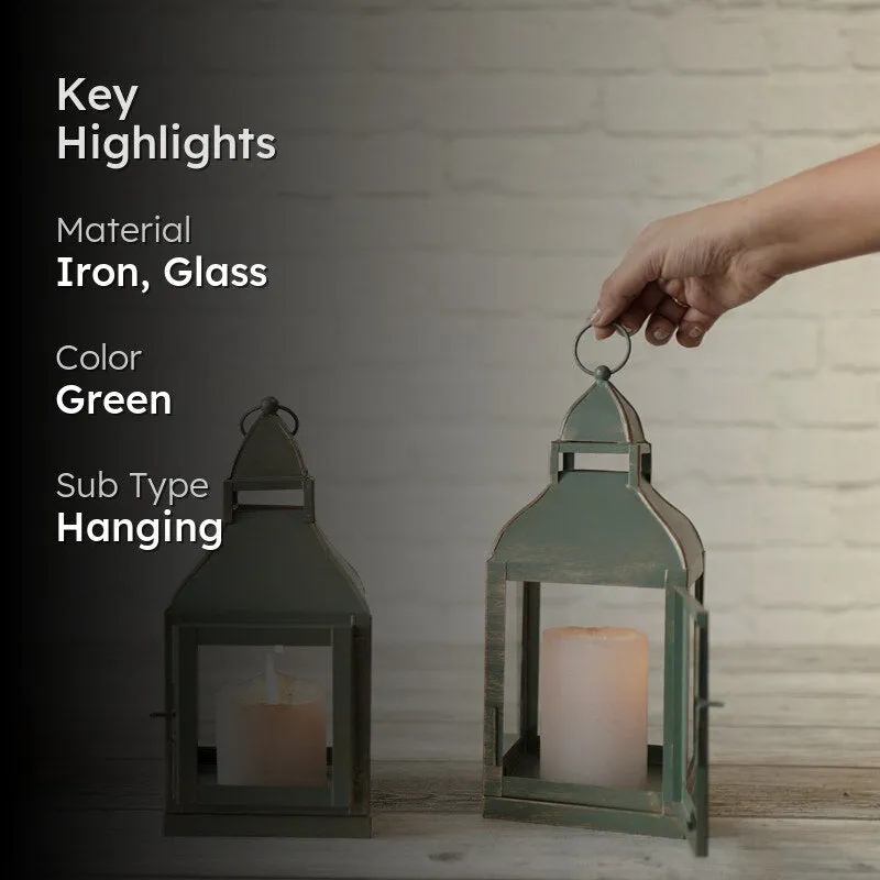 Vilara Lantern Tealight Candle Holder (Green) - Set Of Two media 2