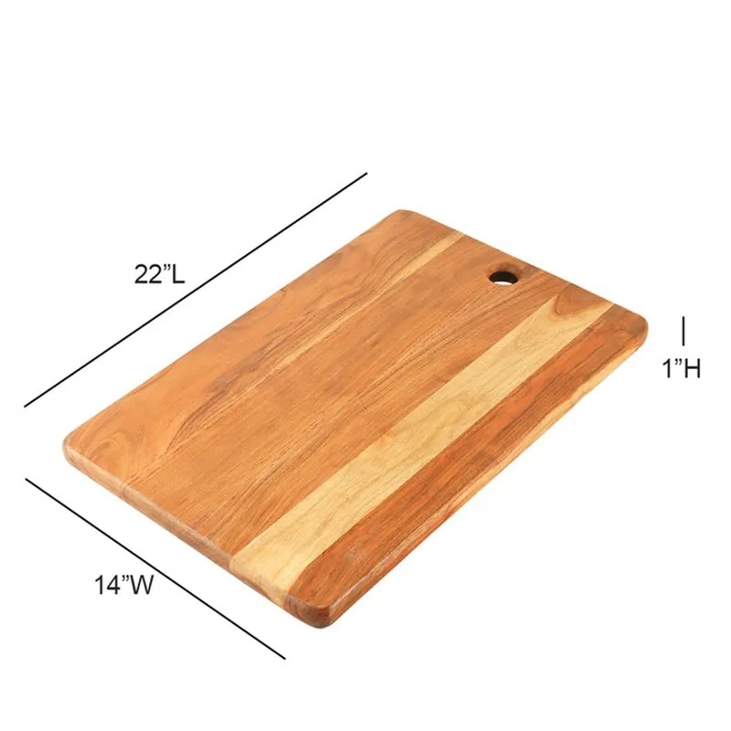 Natural wood chopping board shown at an angled close-up