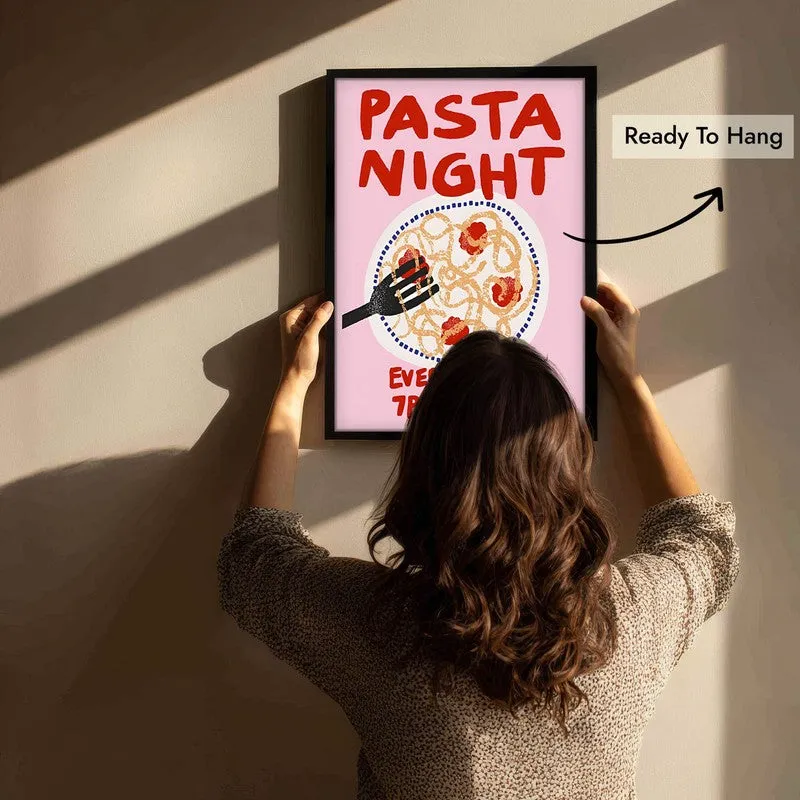 Pasta Night Archival Canvas Wall Art - Black media 6