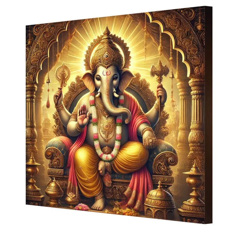 Majestic Lord Ganesha Poly Canvas Wall Painting media 6