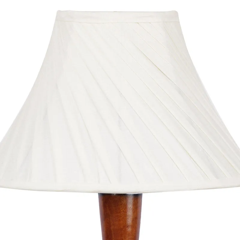 Masiya Vintage Wooden Floor Lamp With Pleated Shade - Off-White media 6