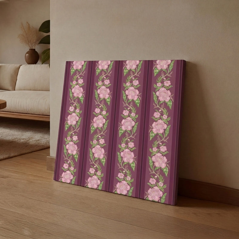 Floral Strips Canvas Wall Art