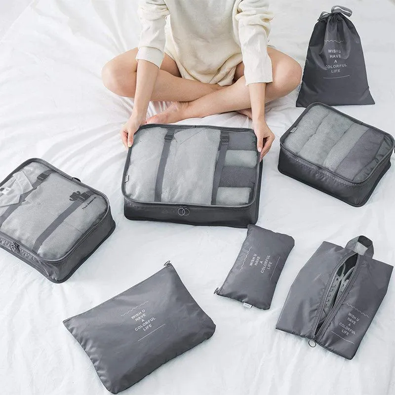 Robbie 7-Piece Travel Organizer Set in Grey - Lightweight Polyester Storage Solution media 4