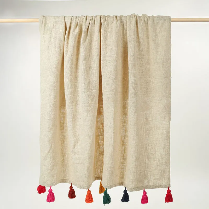 Tassura Tasselled Cotton Throw - Multicolor media 9