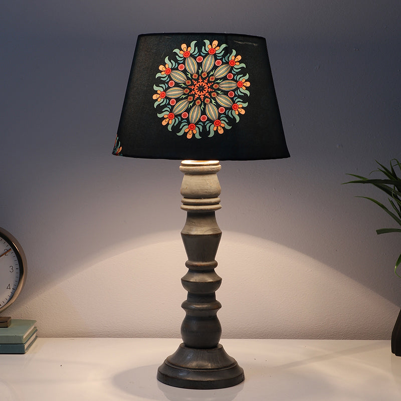 Toile Bantu Printed Mango Wood Table Lamp - Multicolor