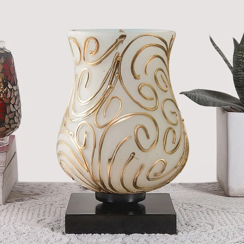 Orelis Mosaic Glass Table Lamp - White & Gold media 4