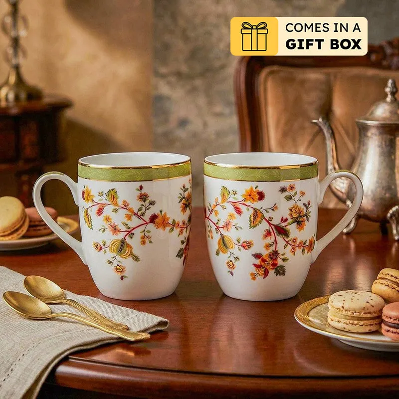 Painted 24k Gold Brushed Porcelain Coffee Mug (280 mL Each) - Set of Two media 1