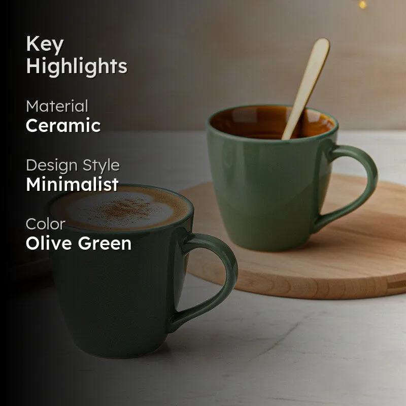 Karvaa Ceramic Coffee Mug (Forest Green/350 mL Each) - Set Of Two media 2