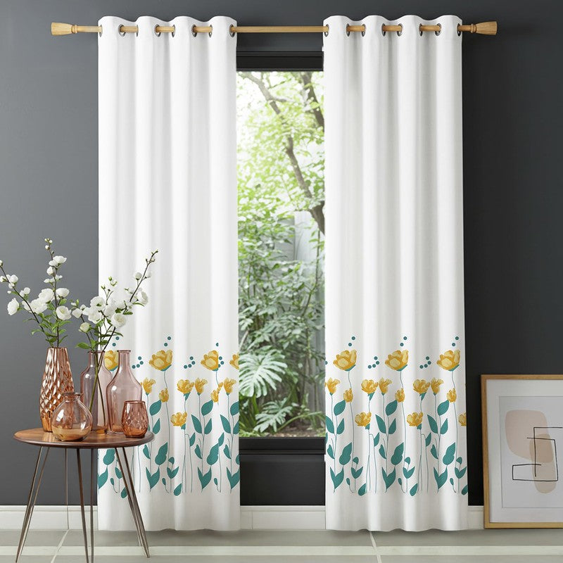 Urban Space Bloomleaf Multicolor Cotton Curtains - Set Of Two media 3