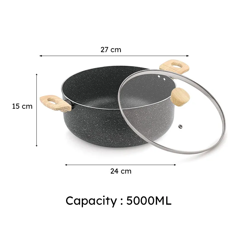 Bergner Terra Black Induction Safe Non-Stick Cooking Pot With Lid - 24 cm/5000 mL media 7