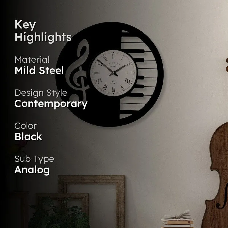 Melody Steel Analog Wall Clock - Black media 2