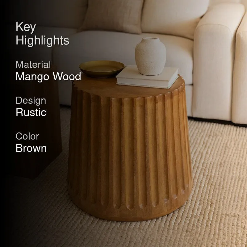 Fluted Natural Mango Wood Coffee Table media 2