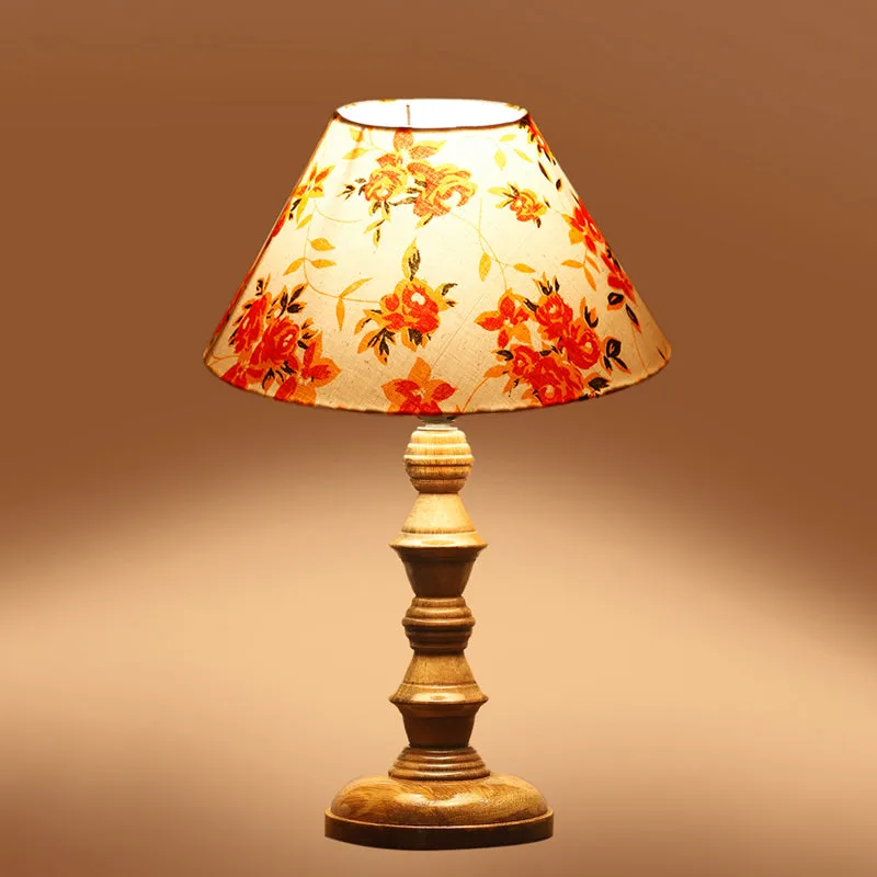 Fleur Cone Timber Wooden Table Lamp - Orange media 5