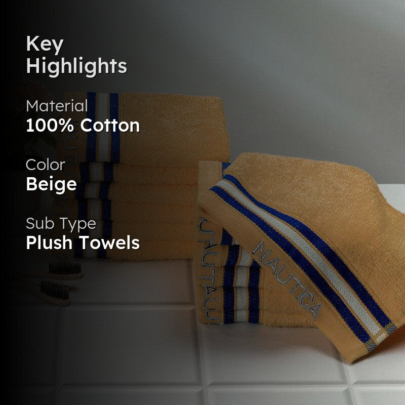 Nautica Dove Down Cotton Face Towel (Beige) - Set Of Twelve media 2