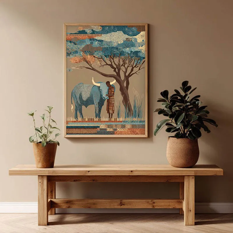 Prakriti Canvas Wall Painting With Brown Frame media 1
