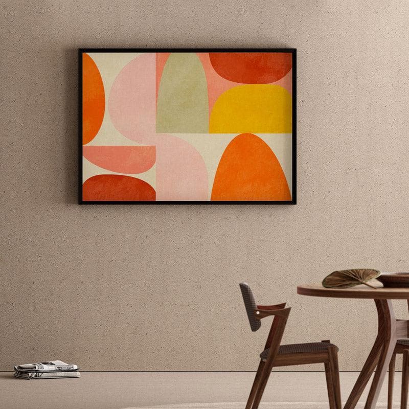 Warm Pastel Geometry Canvas Wall Painting - Black Frame
