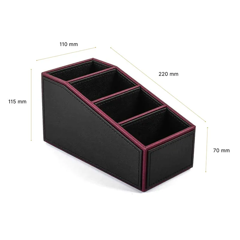 Tisca Slant Faux Leather Desk Organizer - Black media 9