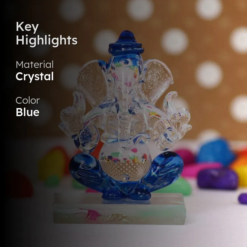 Crystal Ganesha Showpiece - Dark Blue media 2