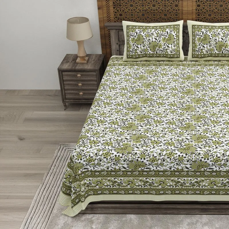 Artix Cotton Bedsheet (Olive Green) - 240 TC media 3