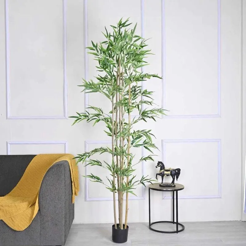 Artificial Bamboo Plant With Black Fiber Pot - 6.6 Feet media 3
