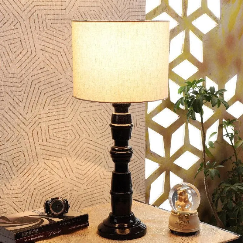 Urbane Baxter Fabric Table Lamp - White,Black media 1