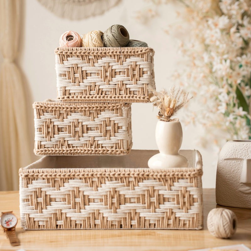 Frayla Macrame (Metal,Cotton) Storage Basket - Set of Three image 5