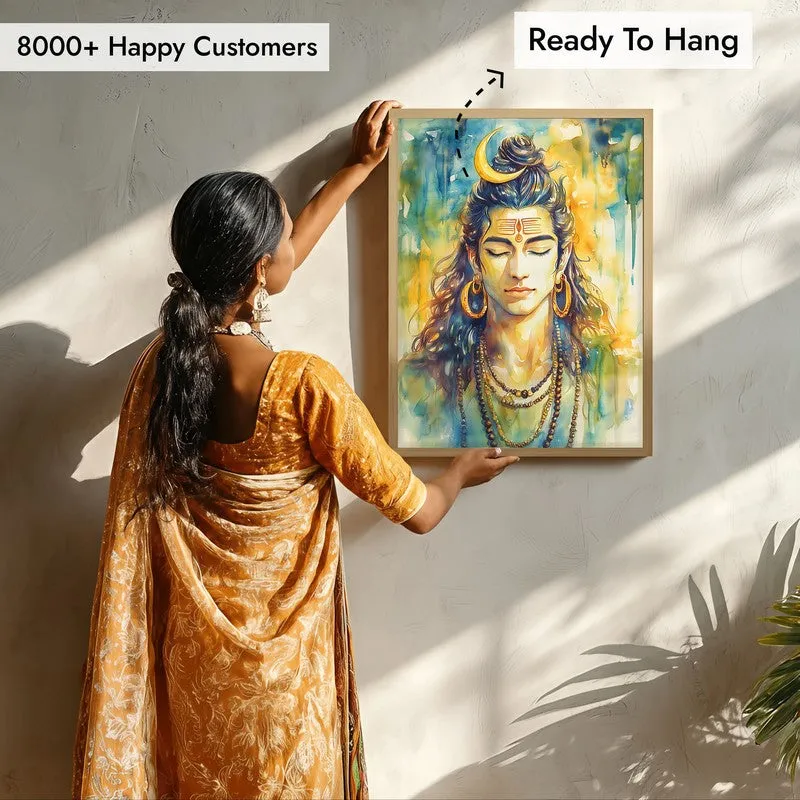 Shaktimayi Durga Spiritual Archival Paper Wall Painting - Natural Brown Frame media 7