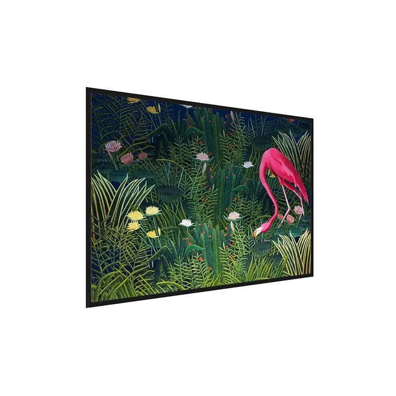 Flamingo & Flower Wall Painting - Black Frame media 3