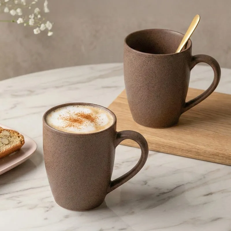 Sip & Style Ceramic Coffee Mug (Brown/300 mL Each) - Set Of Two media 1